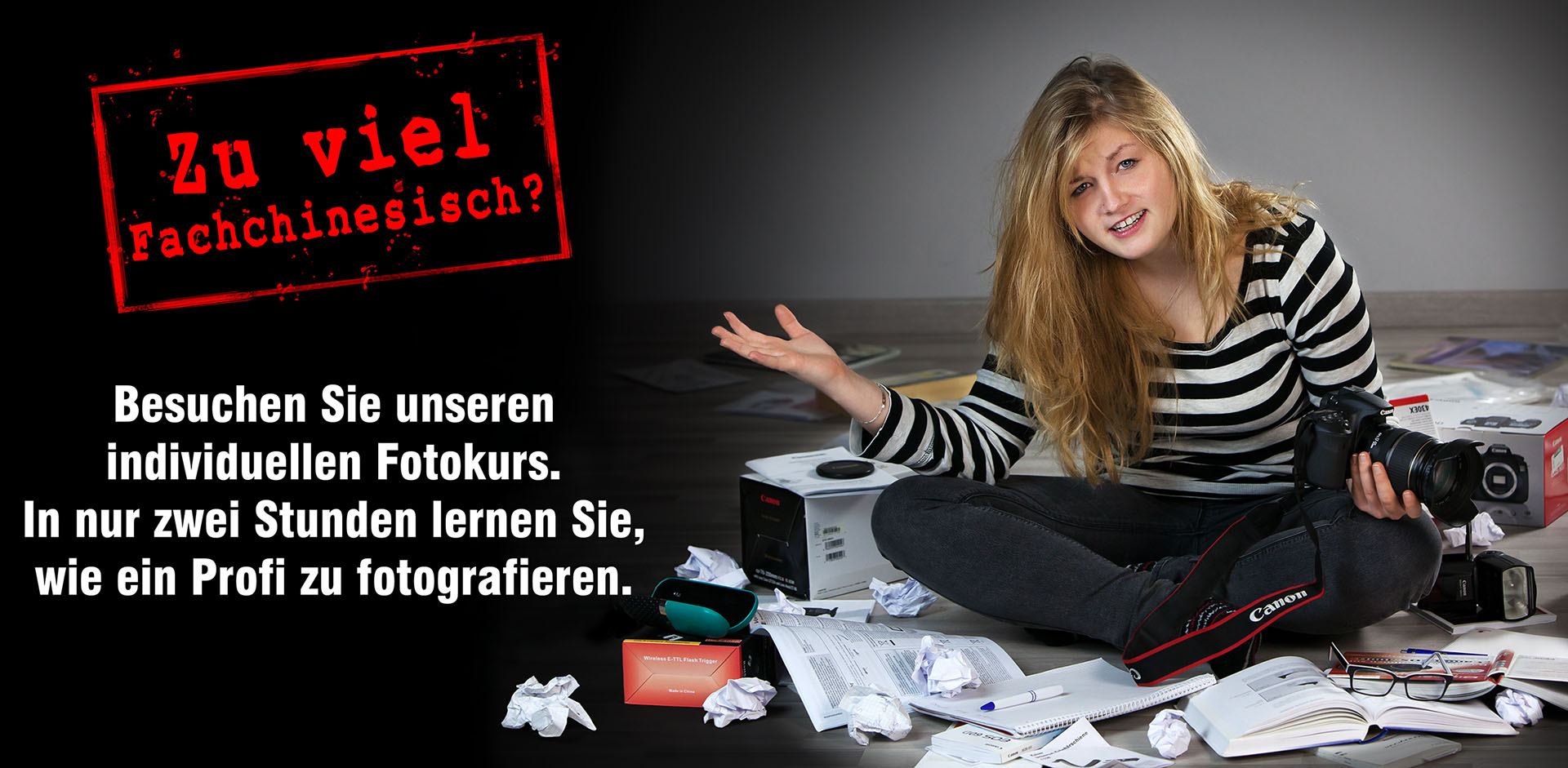 Besuchen Sie unseren individuellen Fotokurs. In zwei Stunden lernen Sie, wie ein Profi zu fotografieren.