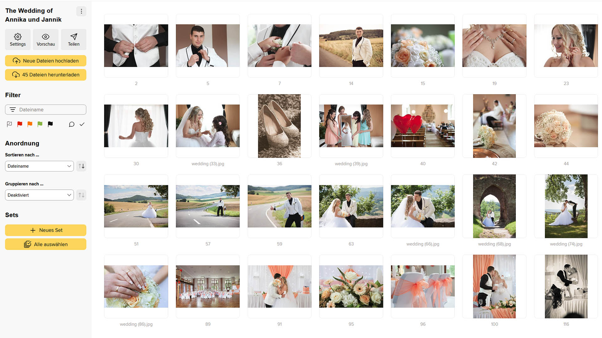 Online-Galerie mit Hochzeitsfotos – Erinnerungen einfach teilen